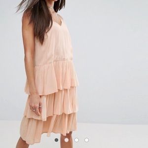 NWT- ASOS brand pink ruffle dress